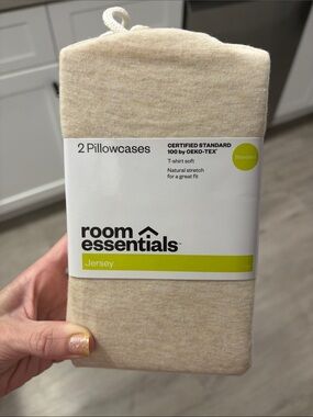 Room Essentials Jersey Pillowcase Set in Cream Heather (2-Pack)